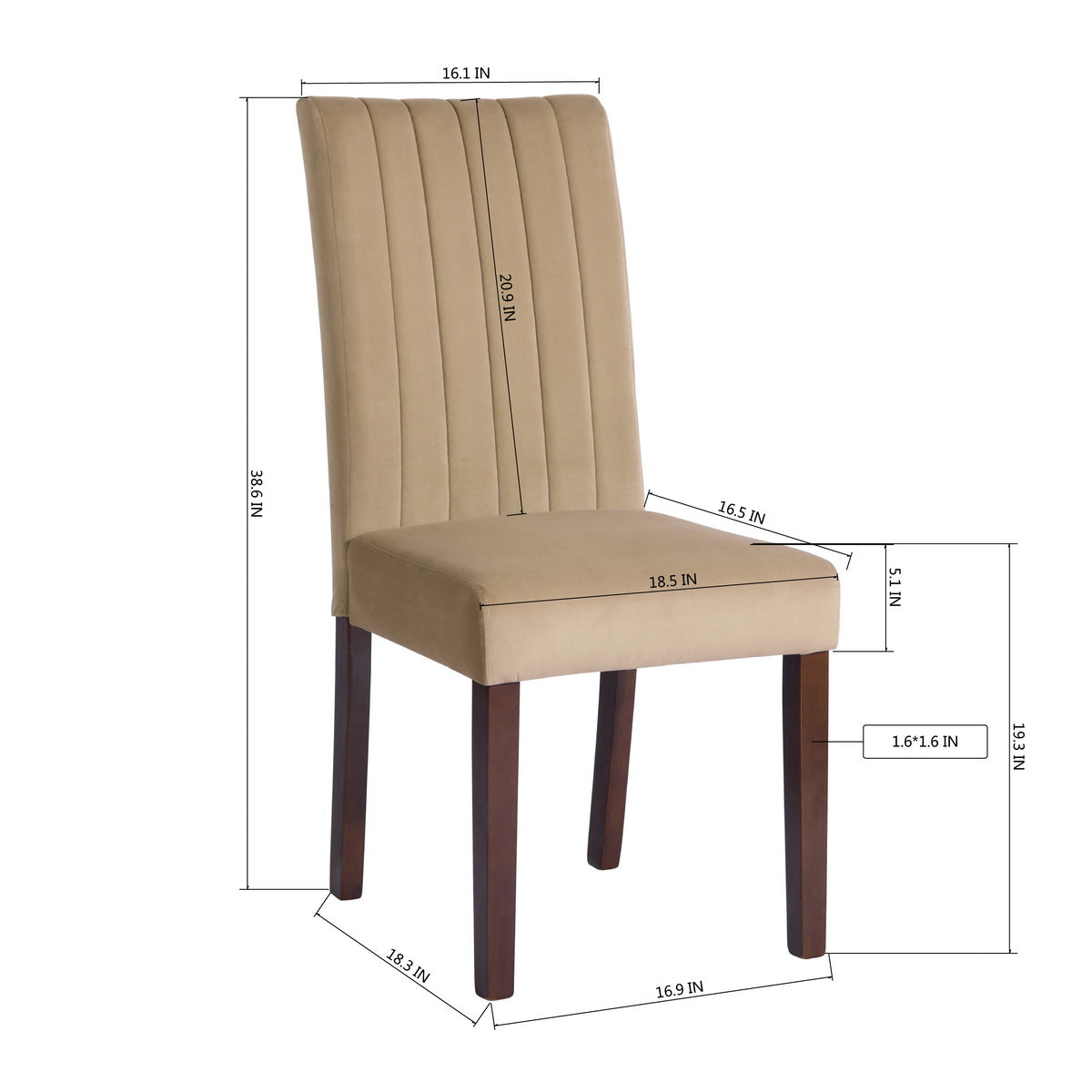 Dining Chairs Velvet Upholstered Wooden Legs Fawn