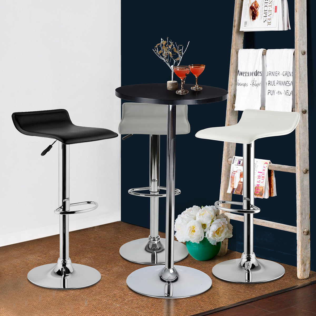 Barstools PVC Seat Swivel Height Adjustable Bar Stools Flanagan