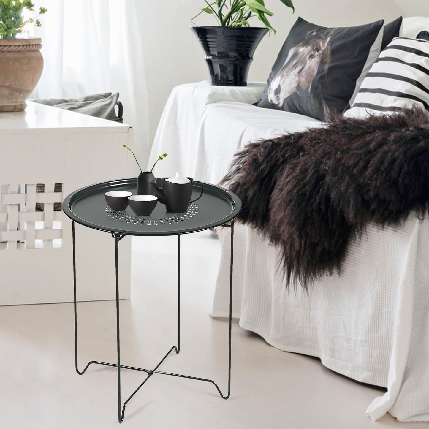 Folding Table with Removable Tray Flint