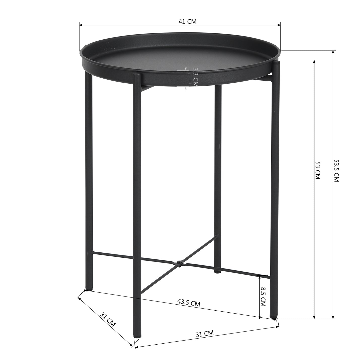 Folding Table with Removable Tray Gladom