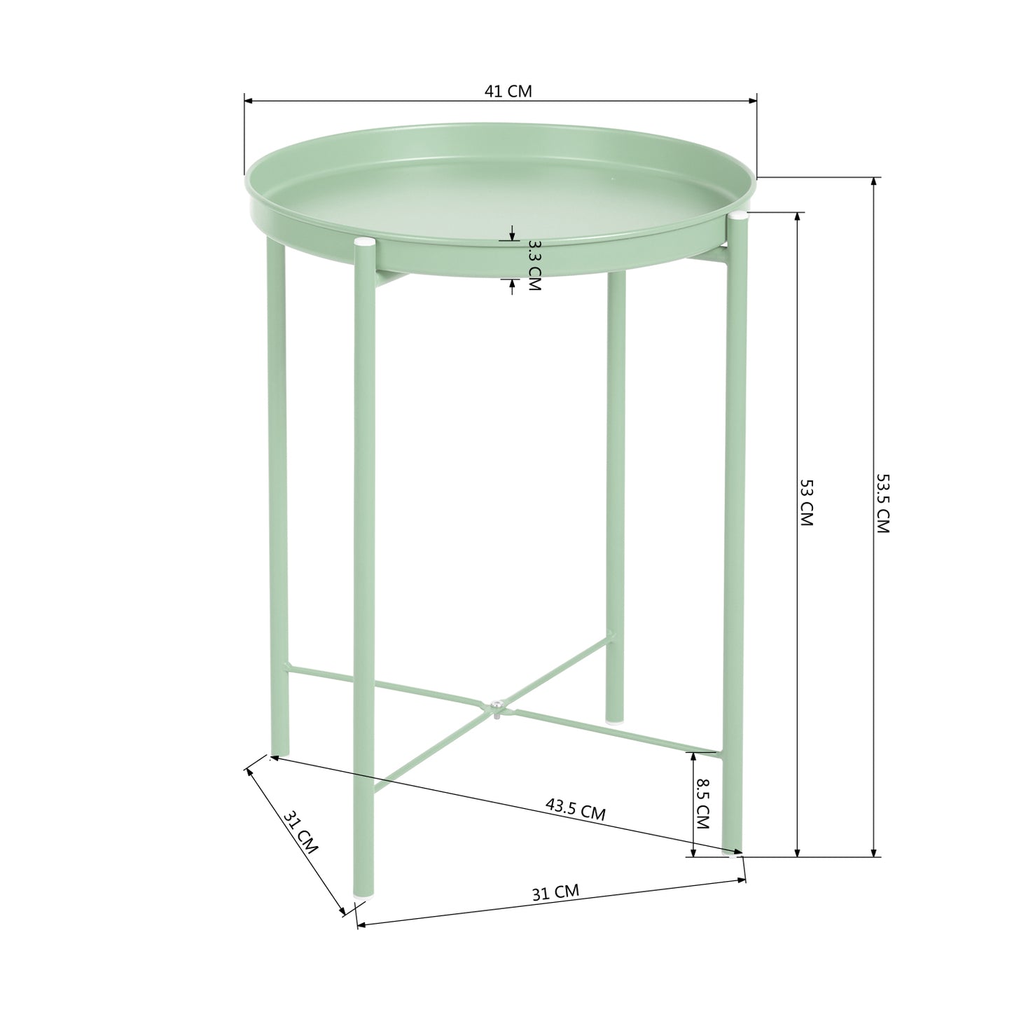 Folding Table with Removable Tray Gladom