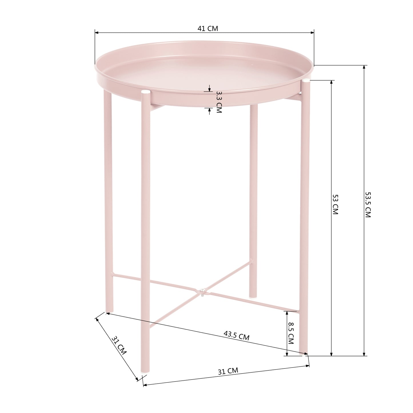 Folding Table with Removable Tray Gladom