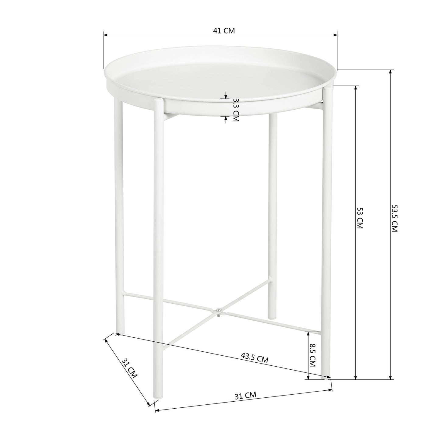 Folding Table with Removable Tray Gladom