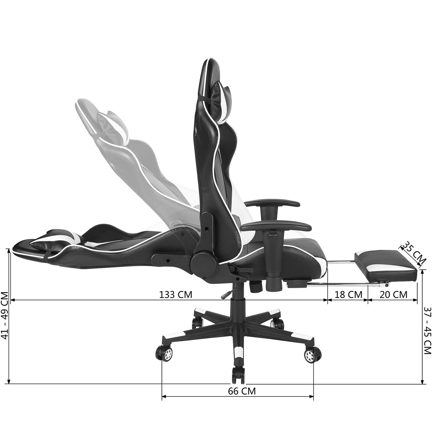 Gaming Chair Racing Office Chair Recliner Swivel Rocker with Headrest and Lumbar Pillow Gordan