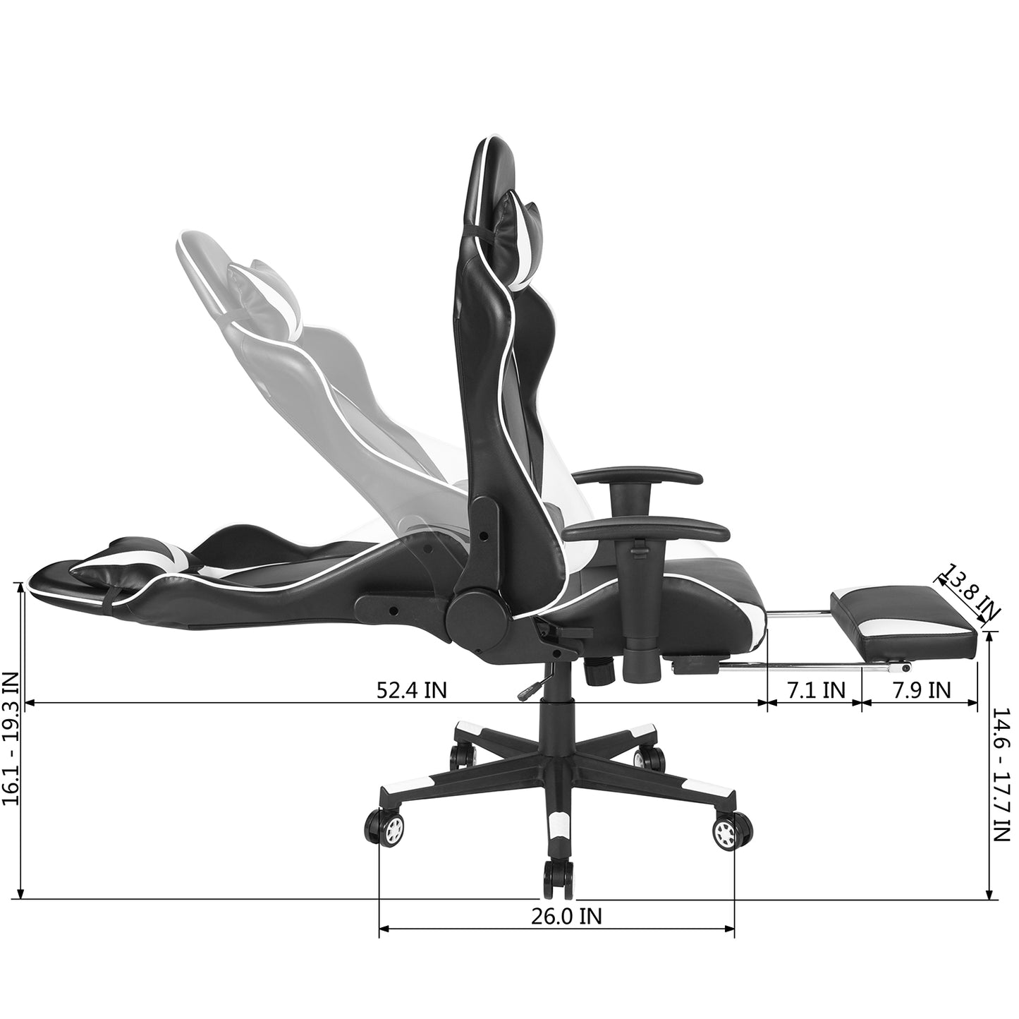 Gaming Chair Racing Office Chair Recliner Swivel Rocker with Headrest and Lumbar Pillow Gordan