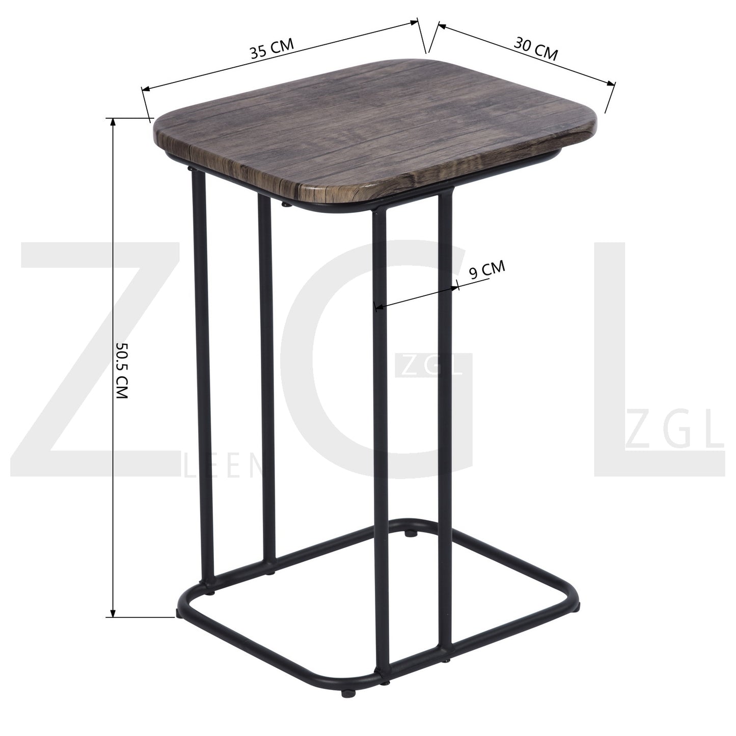 Sofa Side Table Narrow C Shaped for Bed Couch Herron