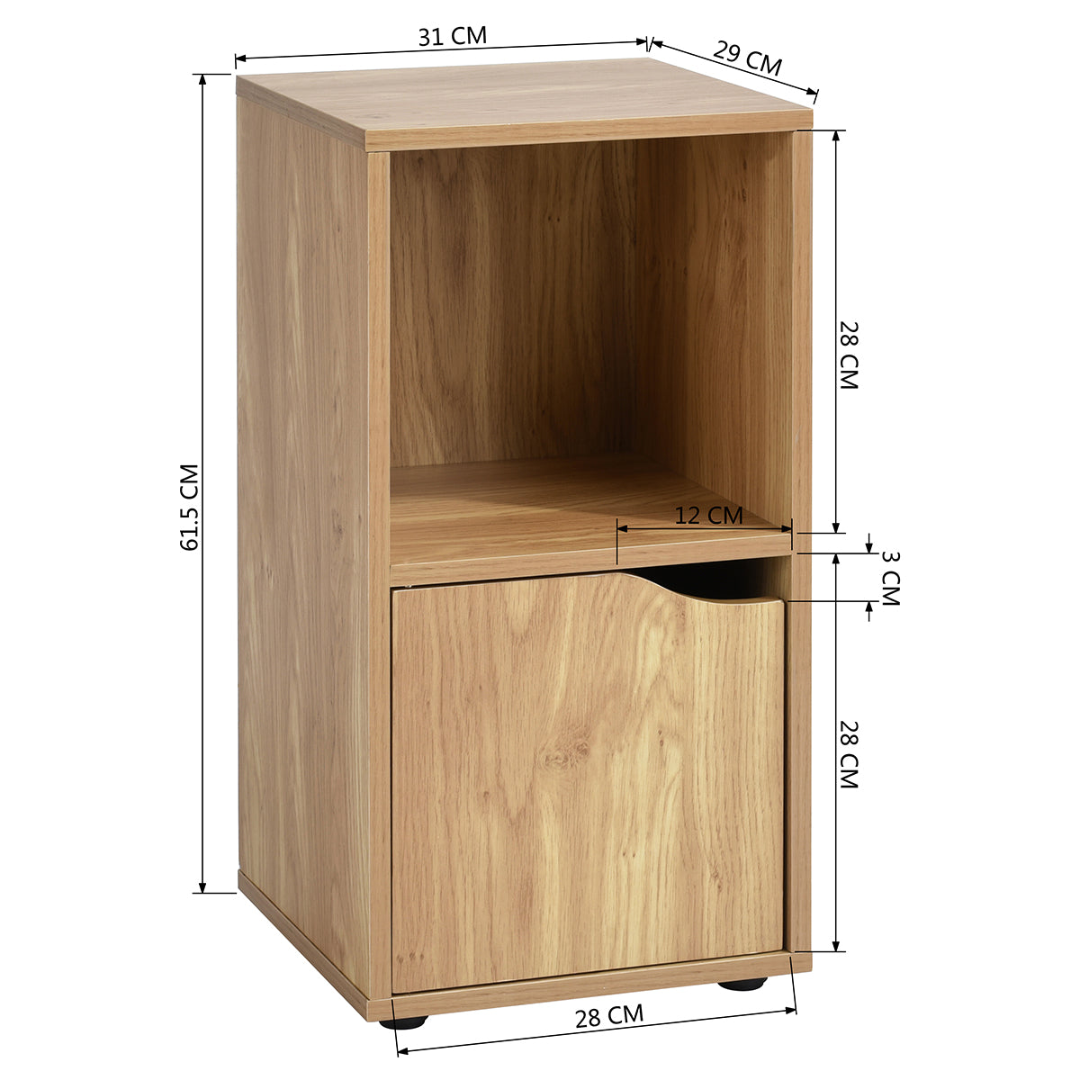 Bookcase with 1 Shelf and 1 Door Bookshelf Storage Night Stand Hugo