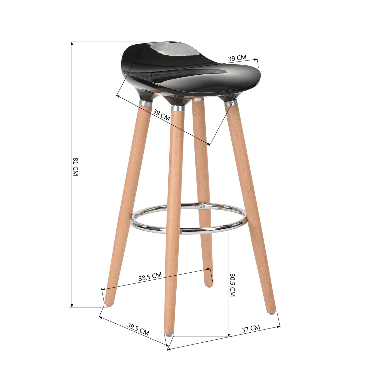 Barstools Plastic Seat Wooden Legs Bar Stools Jasmine