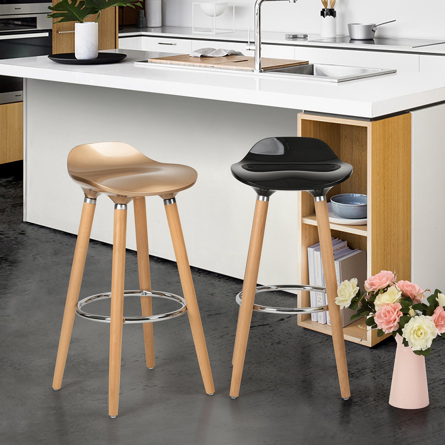 Barstools Plastic Seat Wooden Legs Bar Stools Jasmine