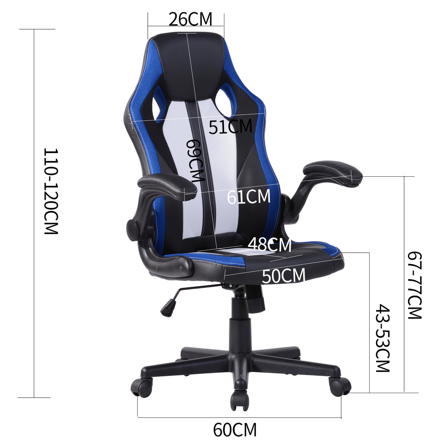 Gaming Chair Racing Office Chair Recliner Swivel Seat Height and Armrest Adjustable Jaxson