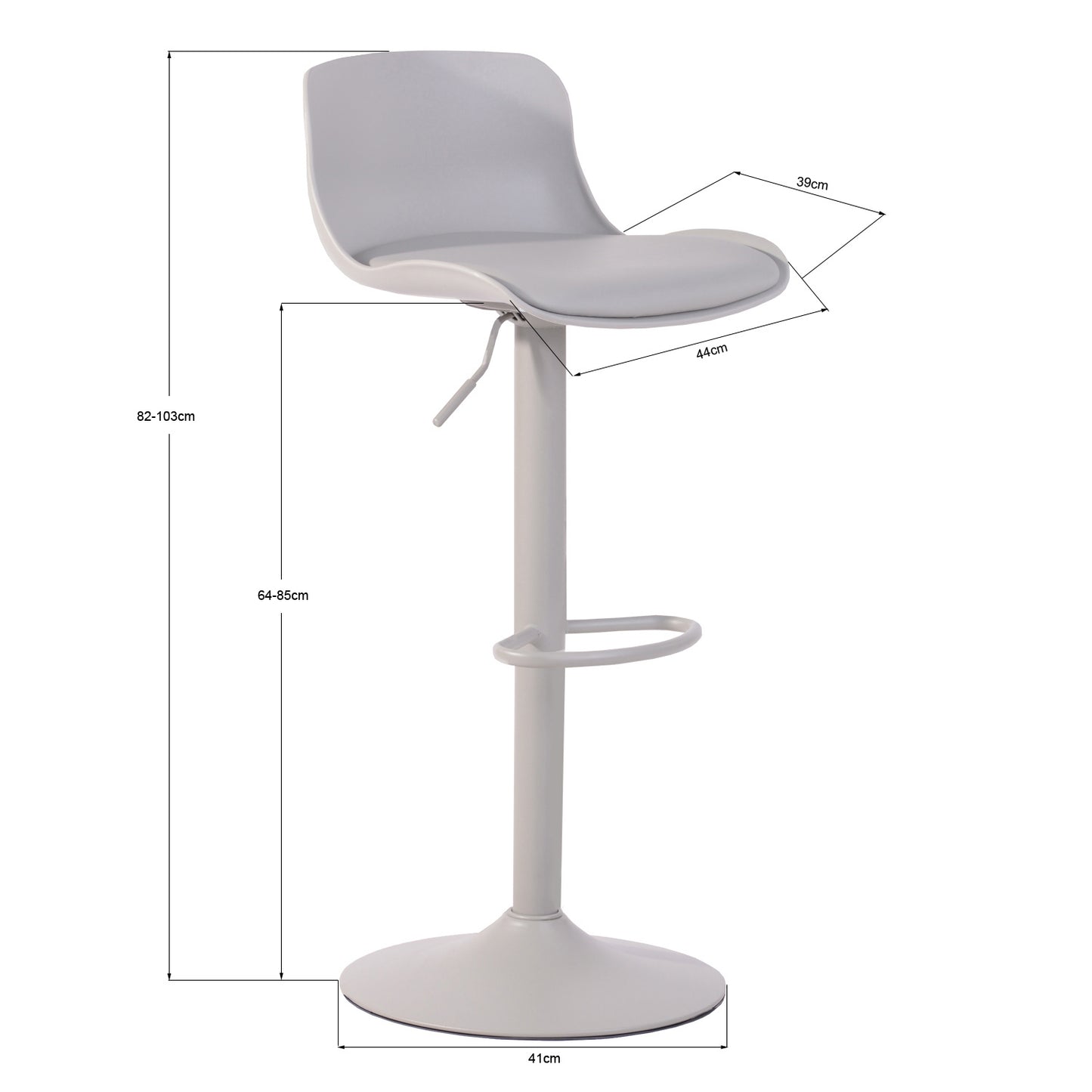 Barstools PU Plastic Seat Swivel Bar Stools Jevon