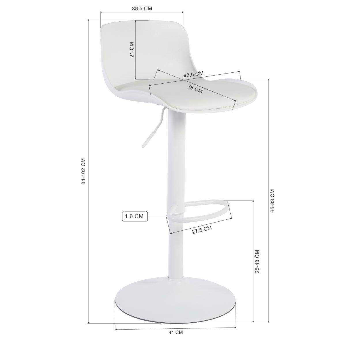 Barstools PU Plastic Seat Swivel Bar Stools Jevon