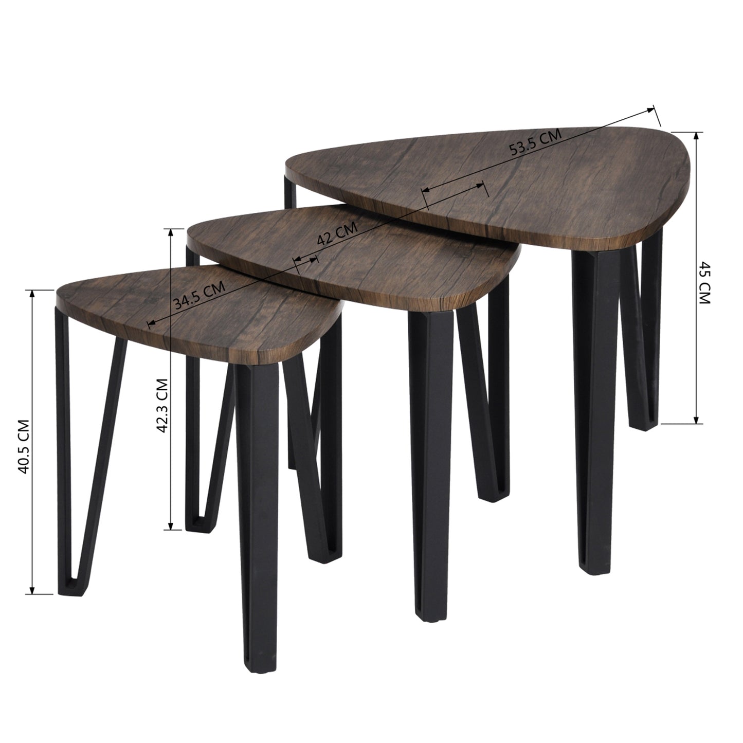 Nesting End Coffee Table Set of 3 Industrial Kauwhata