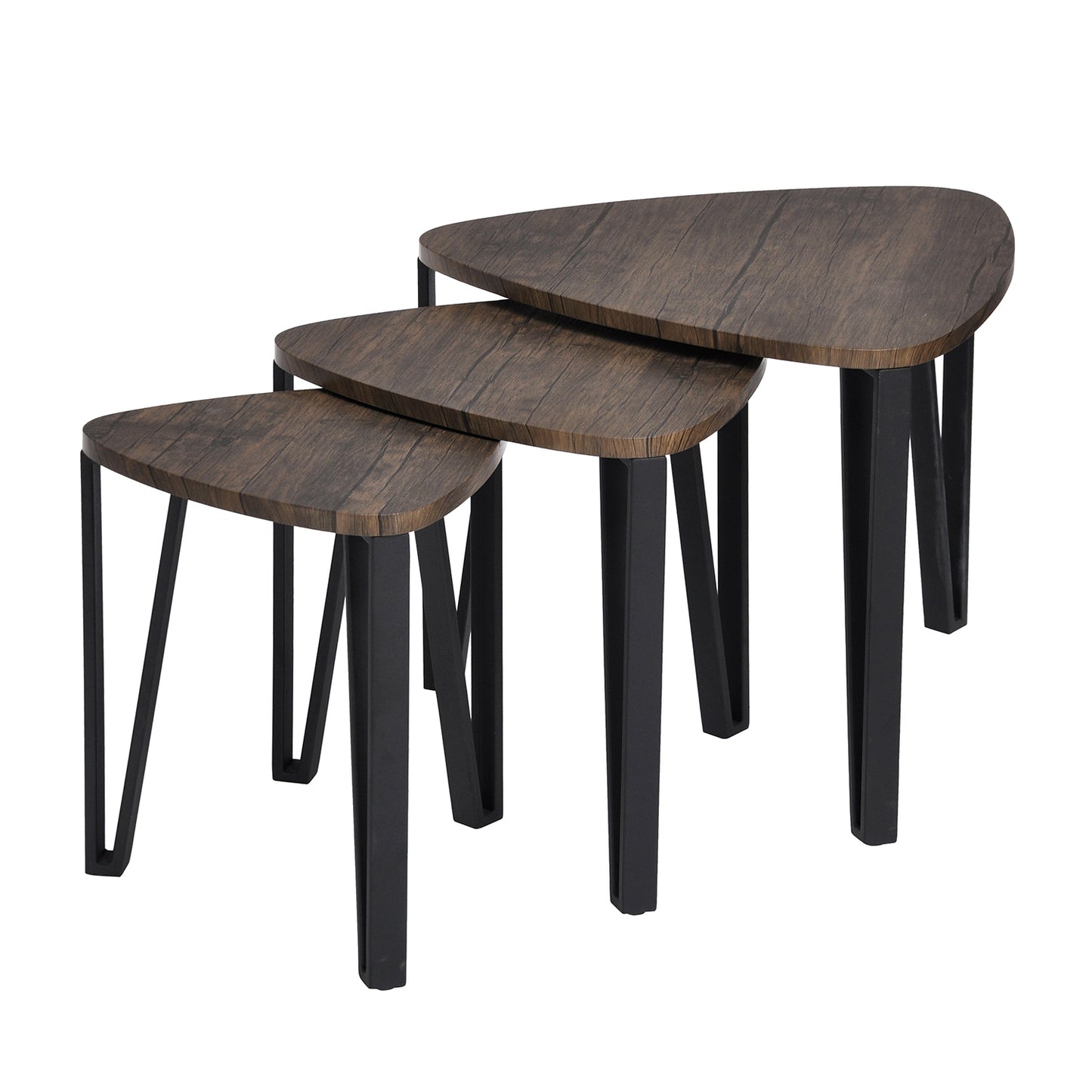 Nesting End Coffee Table Set of 3 Industrial Kauwhata