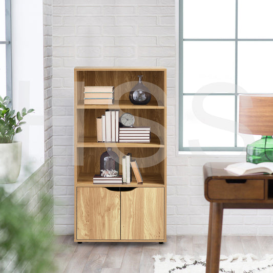 Bookcase with 3 Shelves and 2 Doors Bookshelf Storage Konz