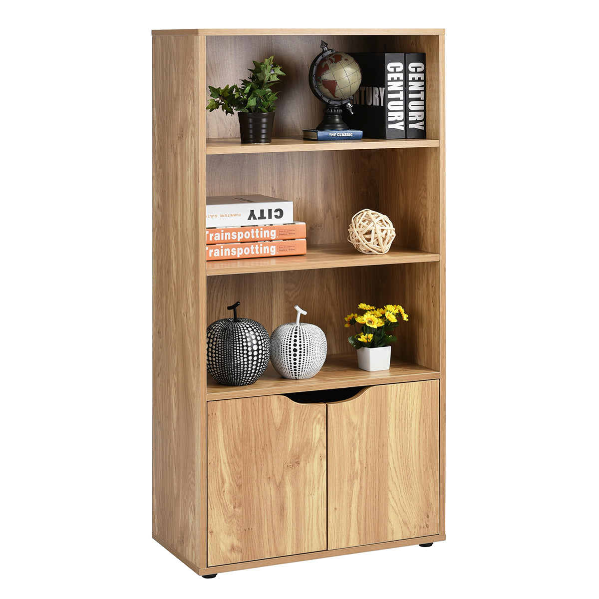 Bookcase with 3 Shelves and 2 Doors Bookshelf Storage Konz