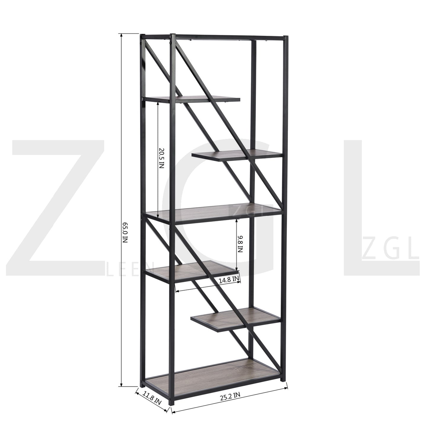 Bookcase 5 Shelves Bookshelf Storage Organizer Kornetka