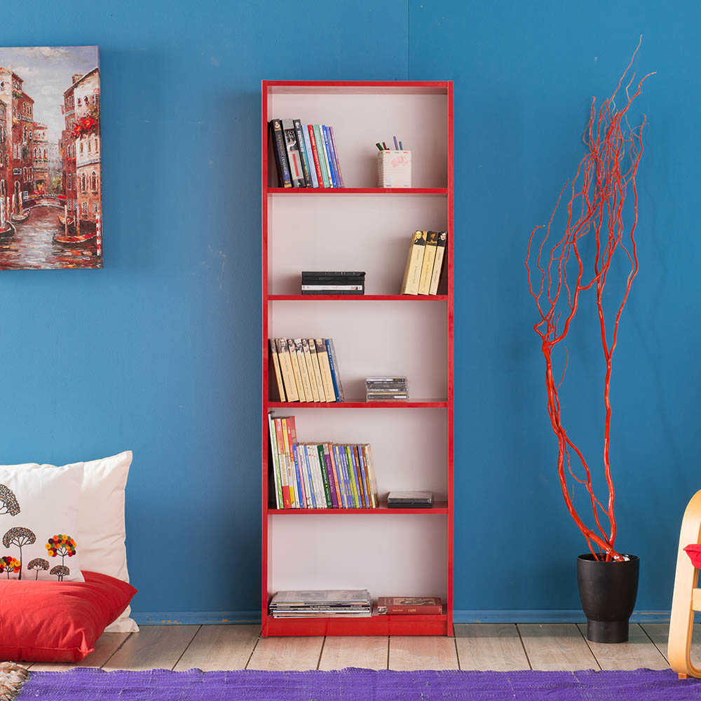 Bookcase W/ Five Section Red KTP