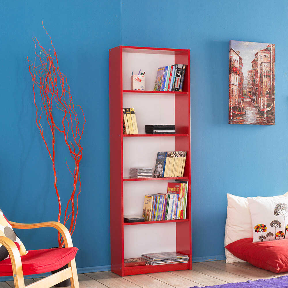 Bookcase W/ Five Section Red KTP