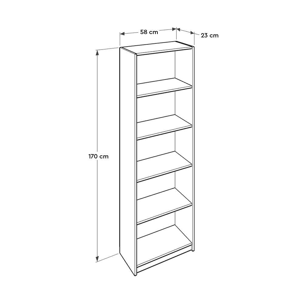 Bookcase W/ Five Section Oak KTP