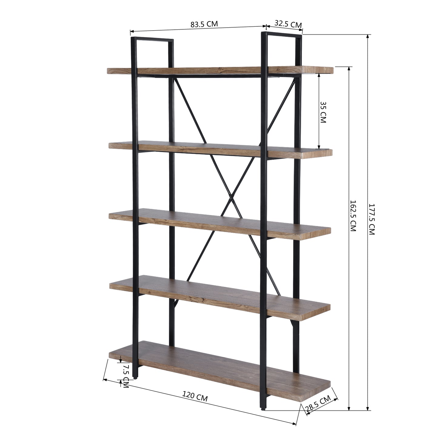 Bookcase 5 Shelves Bookshelf Storage Organizer Lack