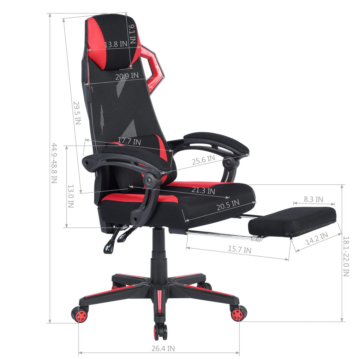 Gaming Chair Mesh Racing Office Chair Recliner Swivel Rocker with Headrest and Lumbar Pillow Landuci