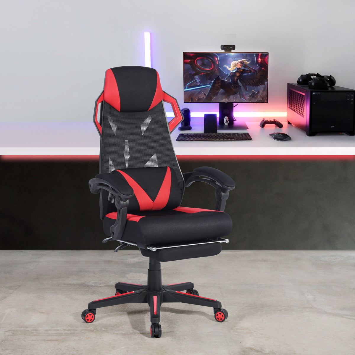 Gaming Chair Mesh Racing Office Chair Recliner Swivel Rocker with Headrest and Lumbar Pillow Landuci