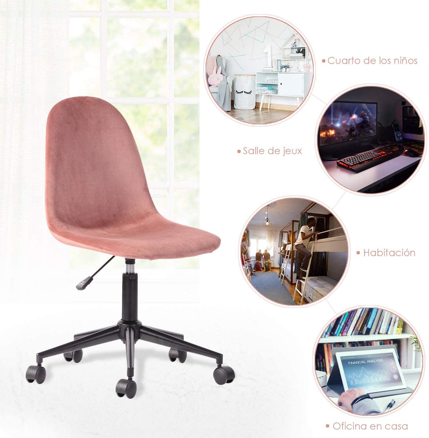 Fabric Upholstered Swivel Ergonomic Home Office Chair Loranzo