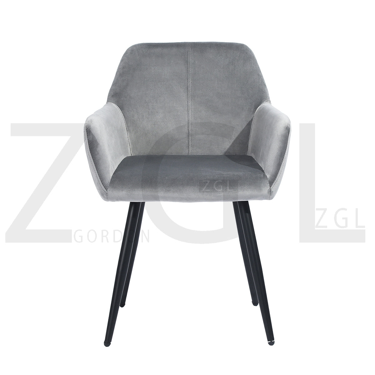 Dining Chairs Velvet Upholstered Metal Legs with Armrest Lyanco