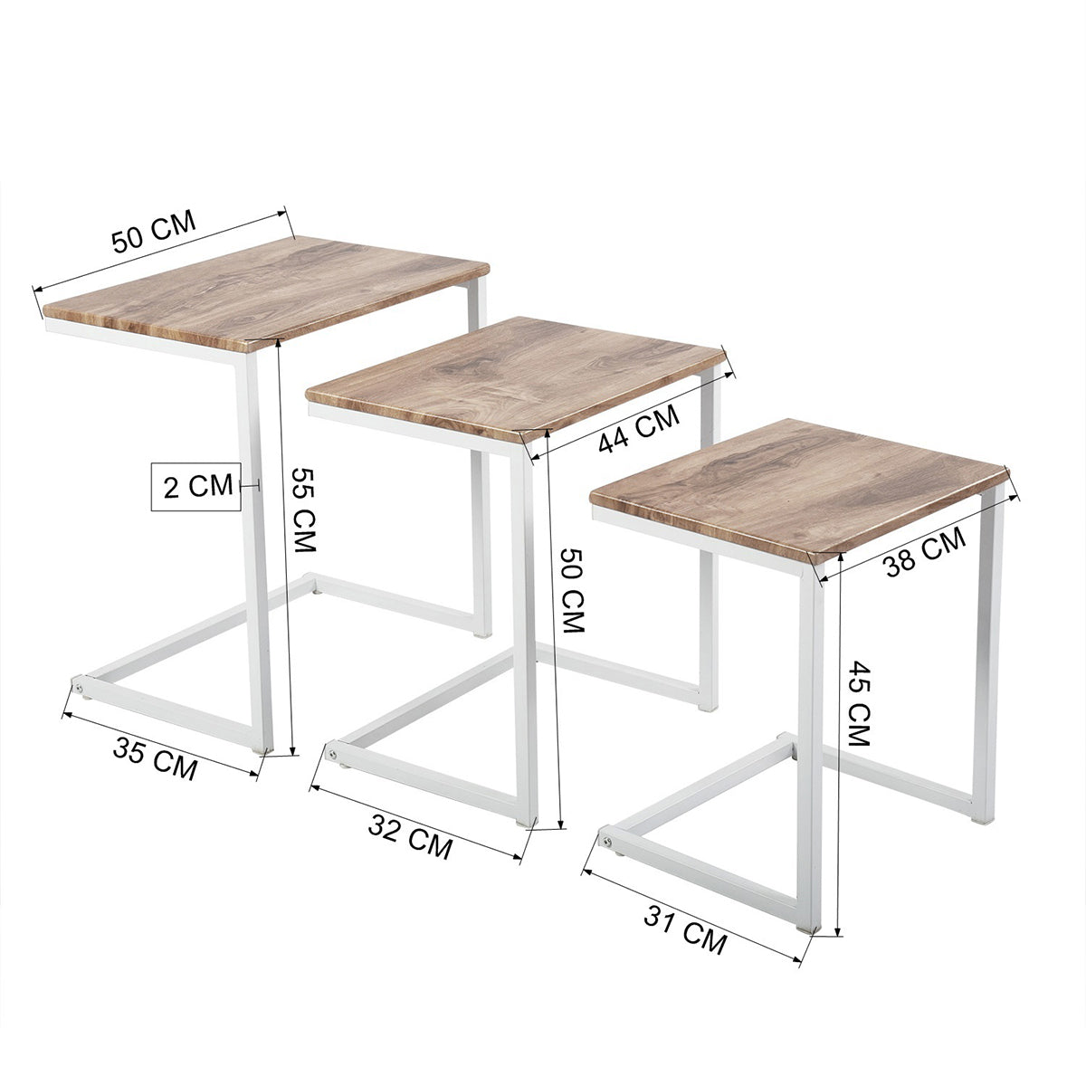 Set of 3 Nesting End Coffee Table Maximo