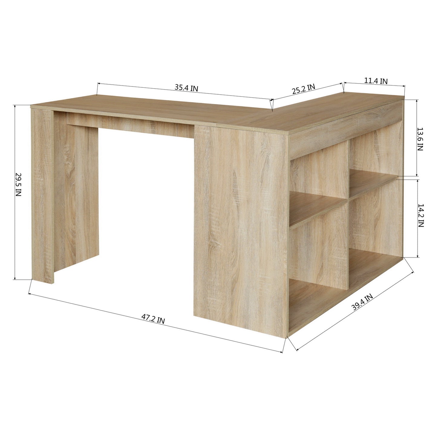 L-Shaped Computer Office Desk with 4 Cube Storage Mccoy