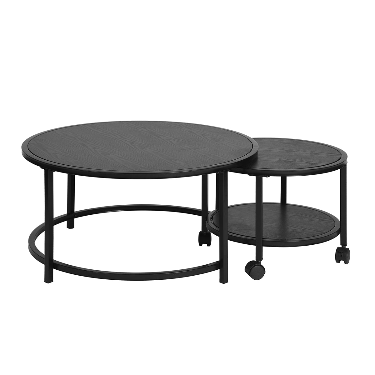 Nesting End Coffee Table Set of 2 Rolling Neka