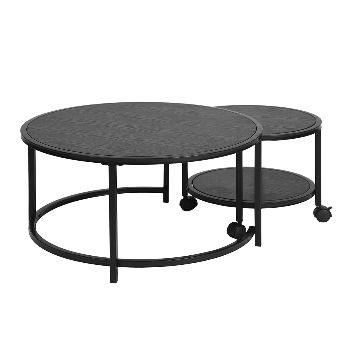 Nesting End Coffee Table Set of 2 Rolling Neka