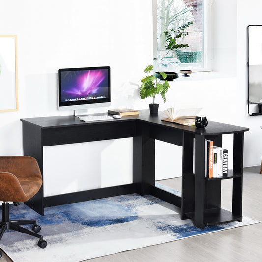 L-Shaped Computer Office Desk with with Storage Shelves Nuno