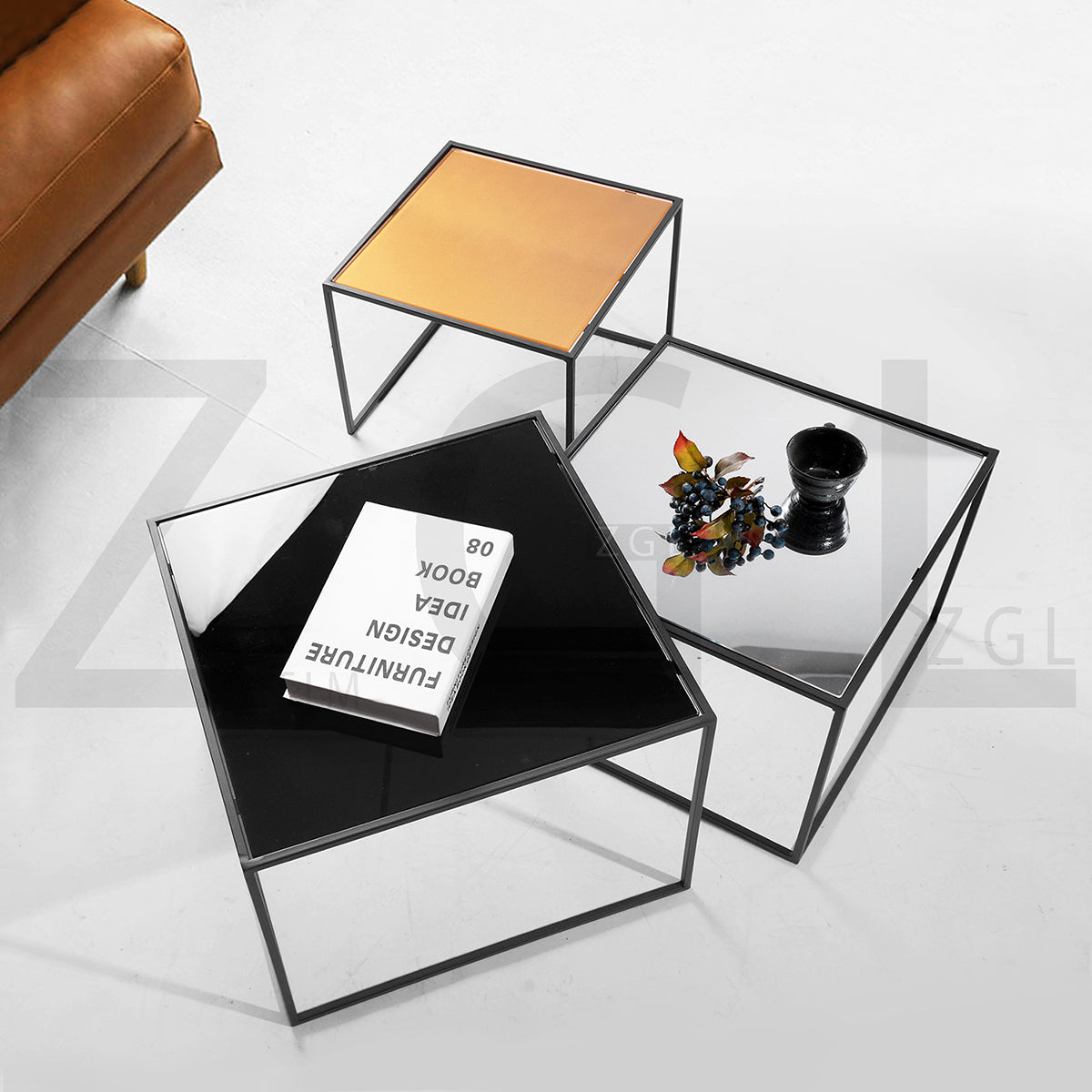 Set of 3 Glass Coffee Table End Table Design Okoli