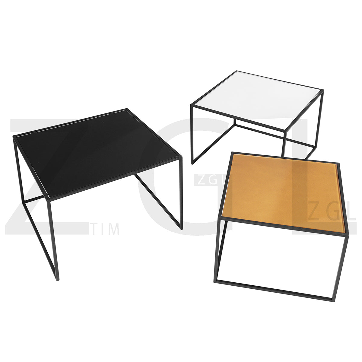 Set of 3 Glass Coffee Table End Table Design Okoli