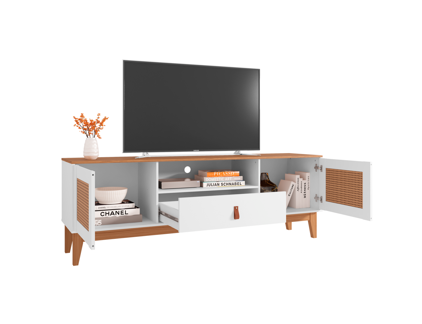 TV Stand Esmeralda 60" White/Noce