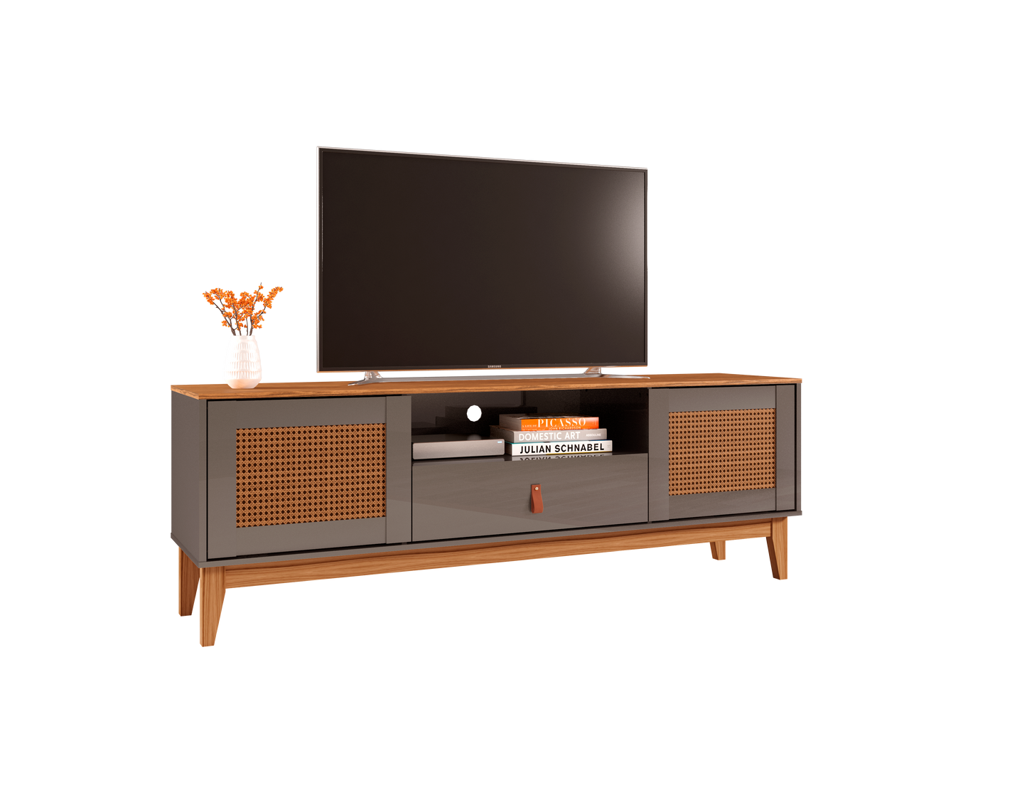 TV Stand Esmeralda 60" Pearl Grey/Noce