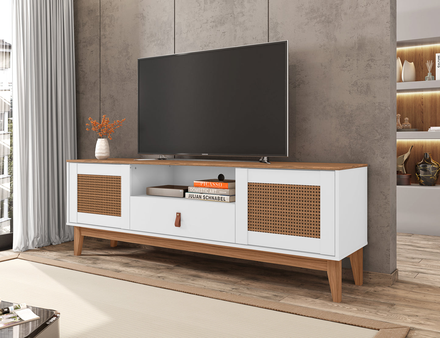 TV Stand Esmeralda 60" White/Noce