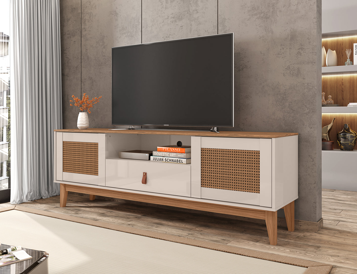 TV Stand Esmeralda 60" Off White/Noce