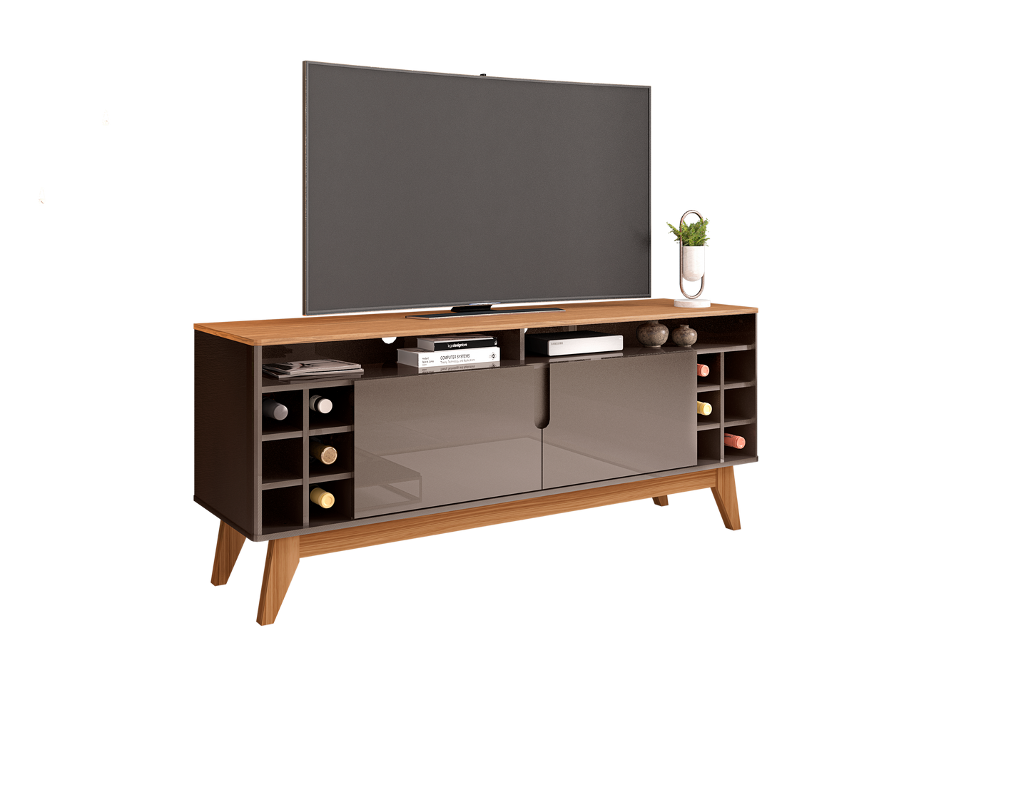 TV Stand Wine 1,6M Pearl Grey/Noce