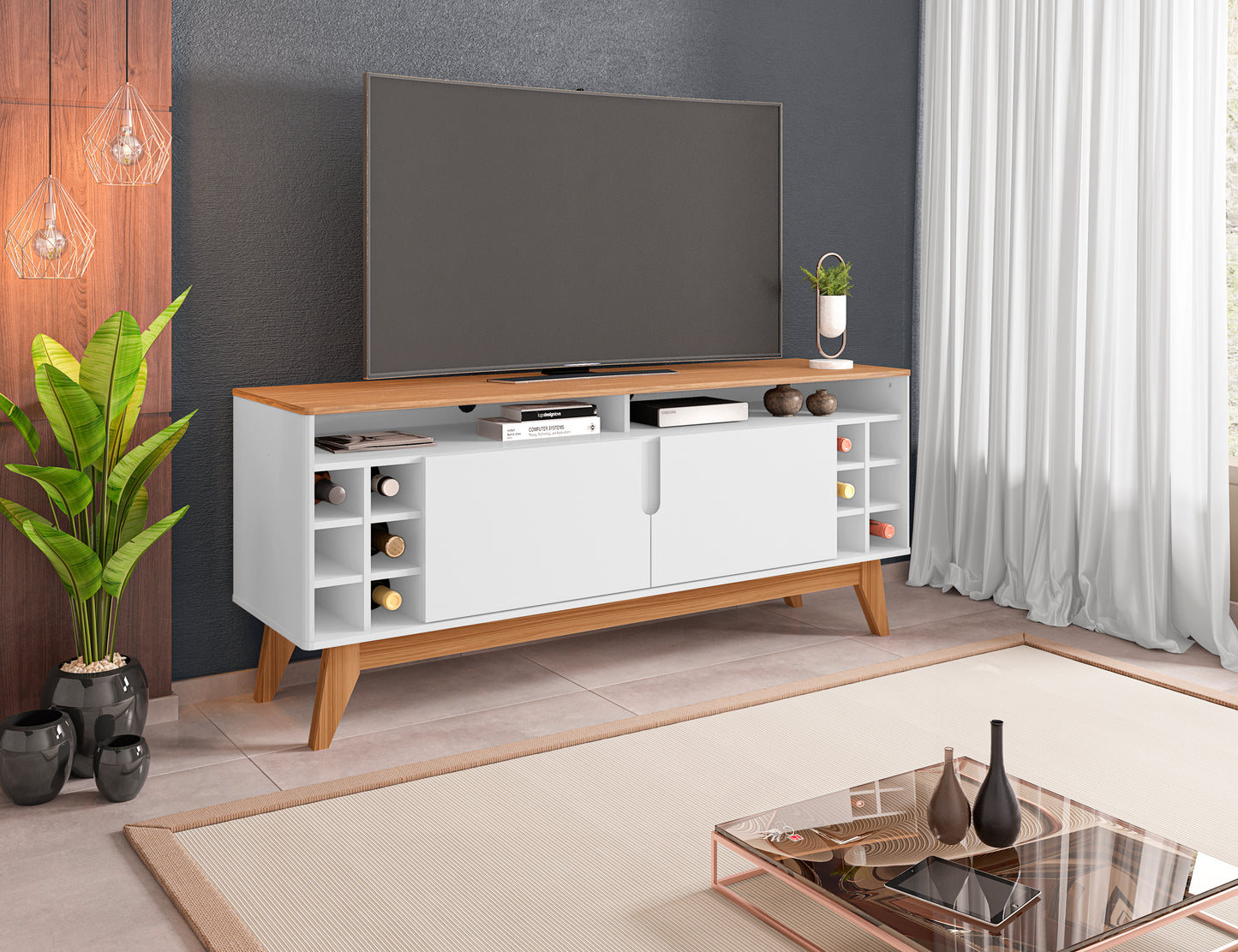 TV Stand Wine 1,35M White/Noce