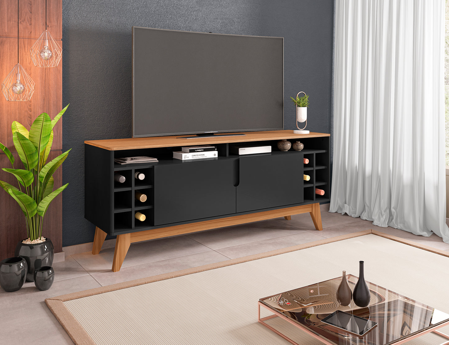 TV Stand Wine 1,35M Black/Noce