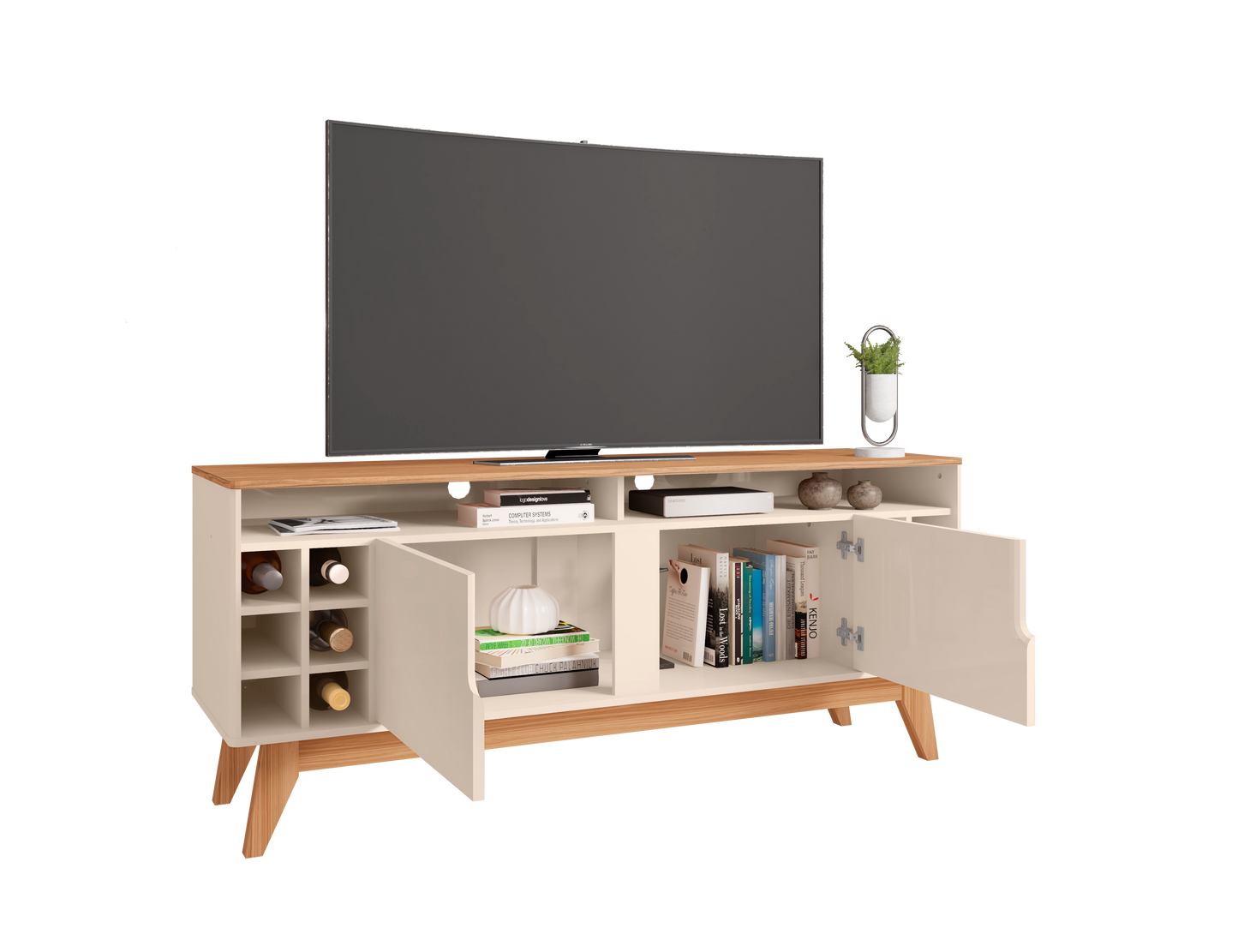 TV Stand Wine 1,6M Off White/Noce