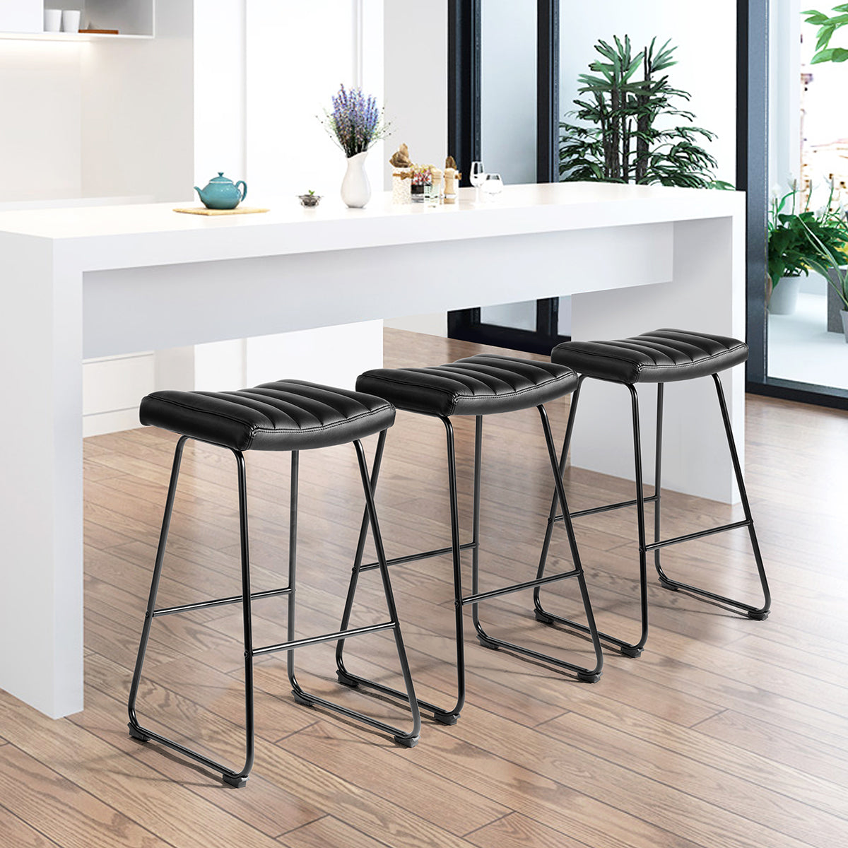 Barstools PU Upholstered Backless Bar Stools Saddlebar