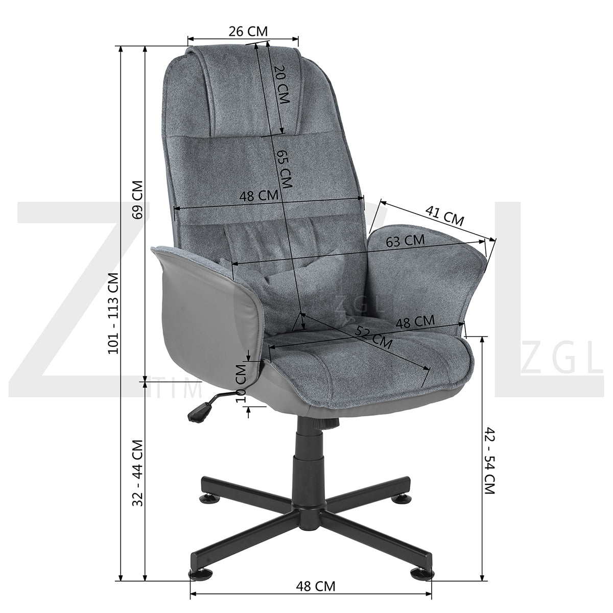 Fabric Upholstered Swivel Ergonomic Home Office Chair Safati