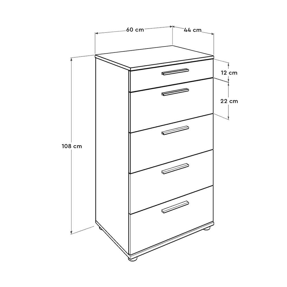 Newline Drawer Chest W/ Five Drawers White SFN