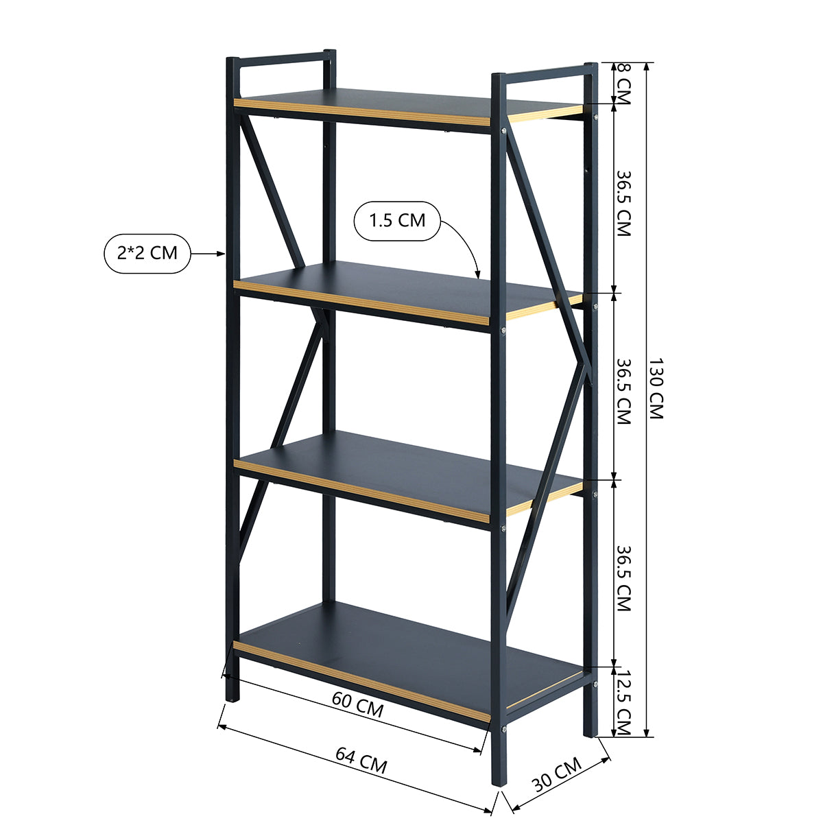 Bookcase 4 Shelves Bookshelf Storage Organizer Stark