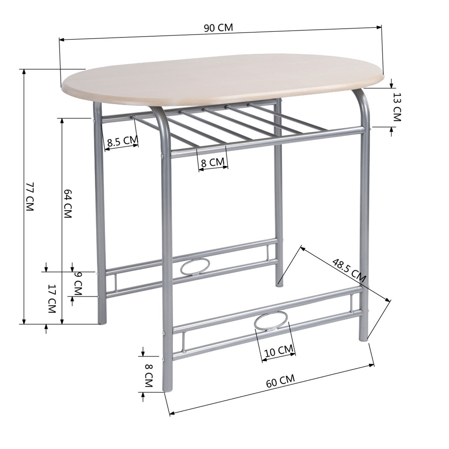 Set of 3 Breakfast Set 1 Table with Chairs Dining Tate