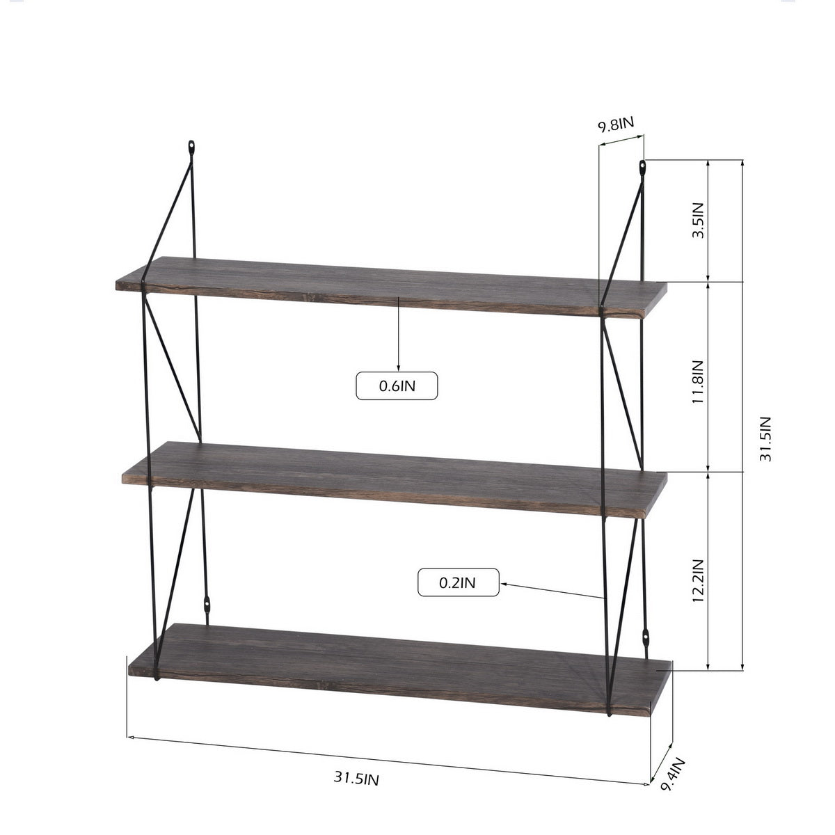 Floating Wall Shelves Decorative 3-Shelf Terzo